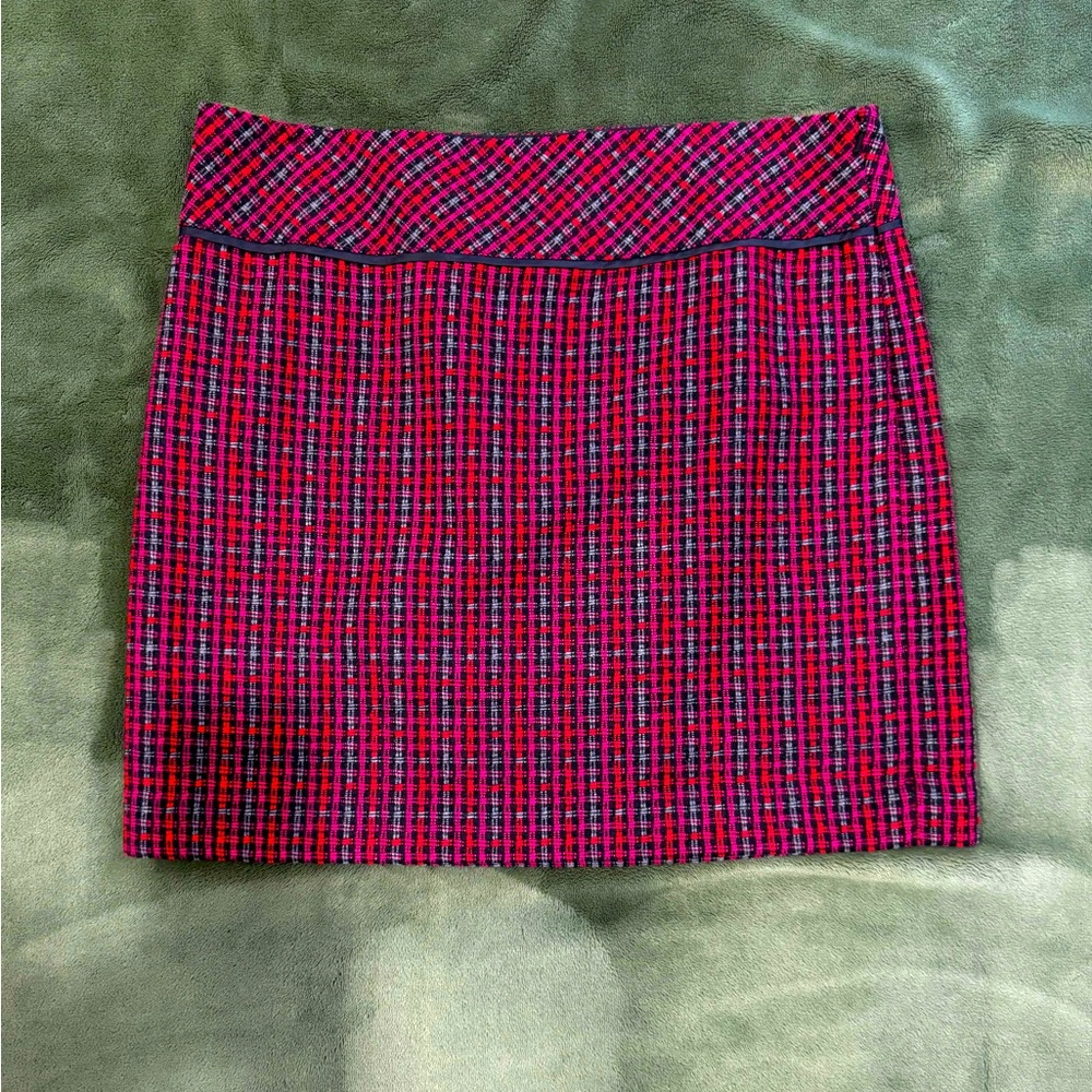 LOFT Red/Pink Tweed Skirt